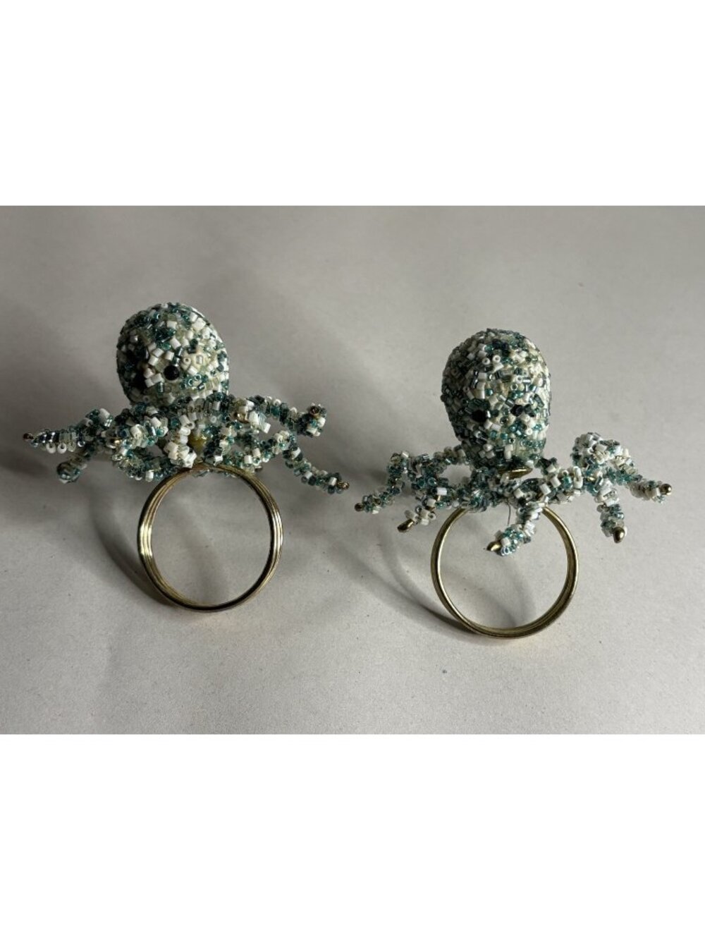 Set of 2 Beaded OCTOPUS Napkin Rings  Pier‎ 1 Imports Coastal Beach Decor